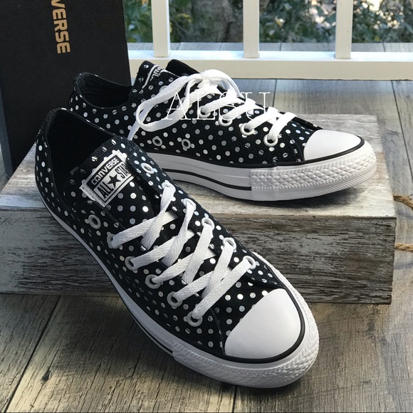 Converse Ctas OX Dots Black Silver WMNS AUTHENTIC - Picture 2 of 8